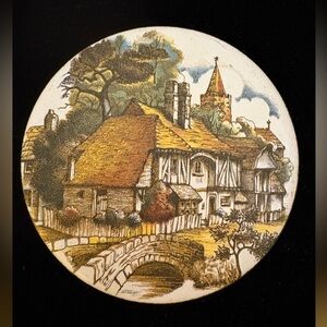 P.G Collins Handmade Enamel on Copper Plaque framed and matted Vintage